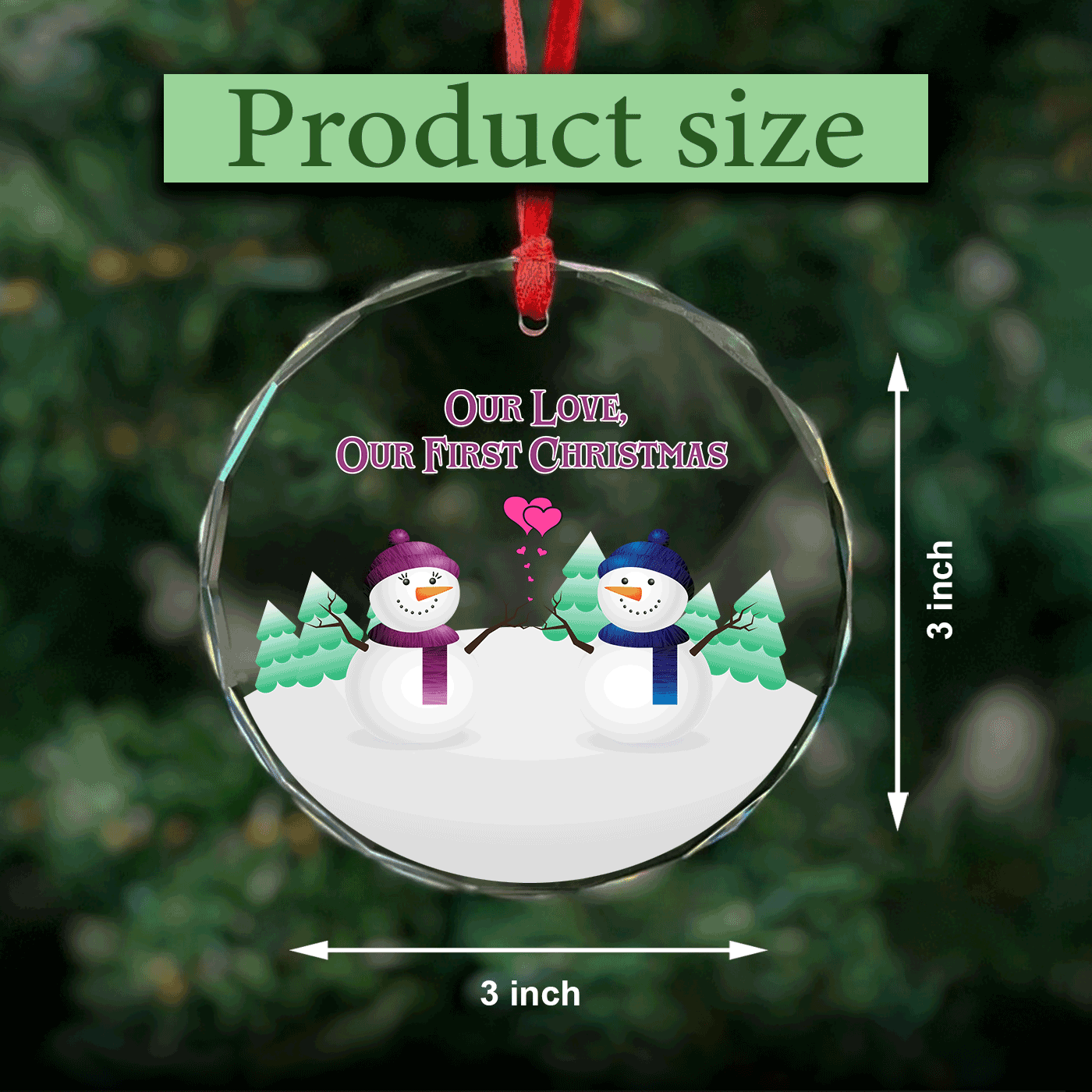 Our Love, Our First Christmas Snowman | Celebrate a Winter Romance | Glass Ornament